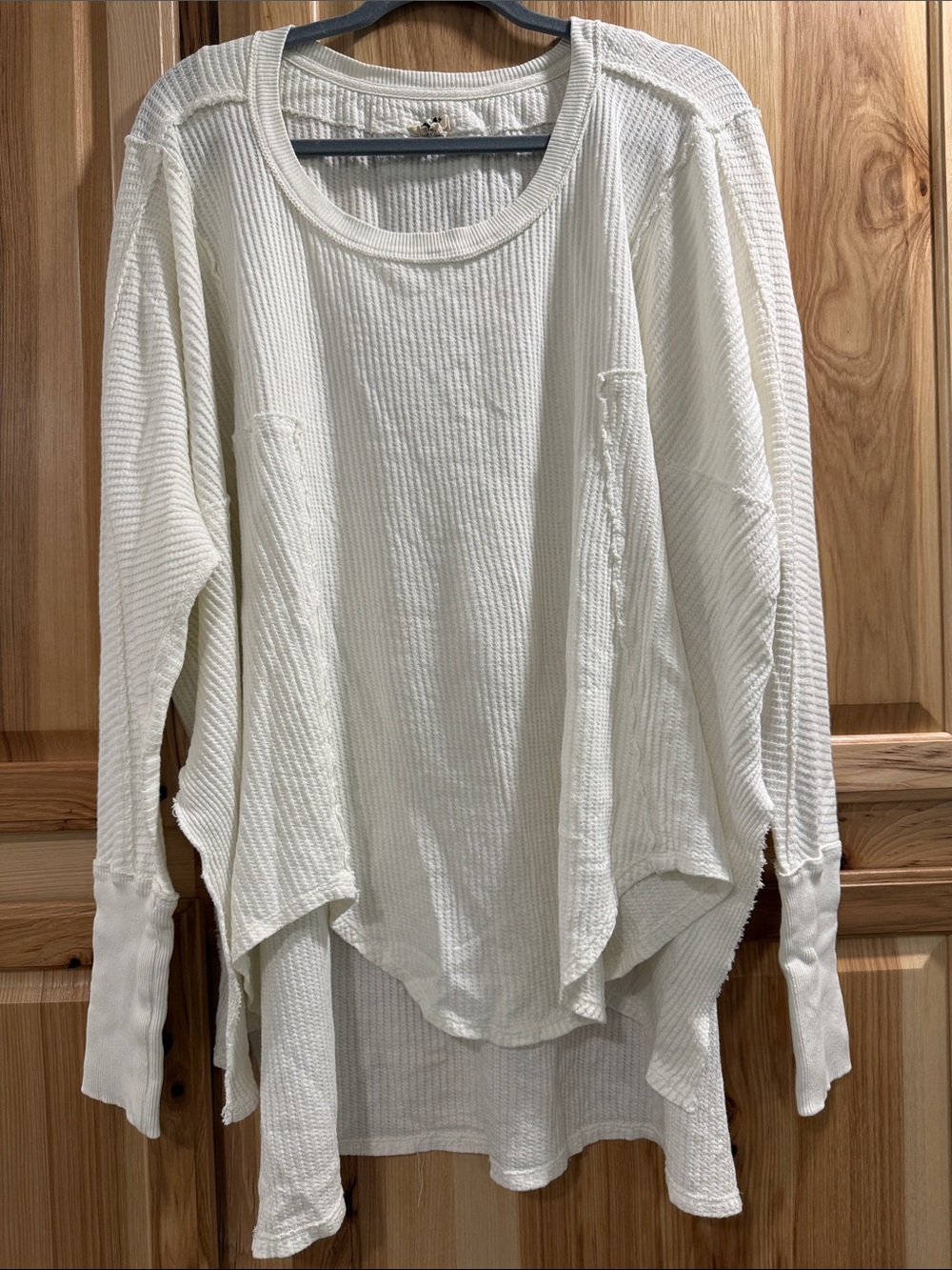 Free People We The Free Sz M Drapey Boho Thermal Long Sleeve High Low Top